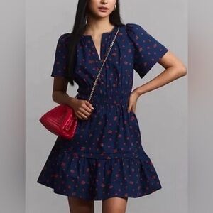 Anthropologie Navy and Red Mini Dress